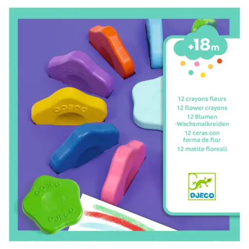 DJECO - 12 crayons fleurs pour les petits - 18 mois + [DJ09005]
