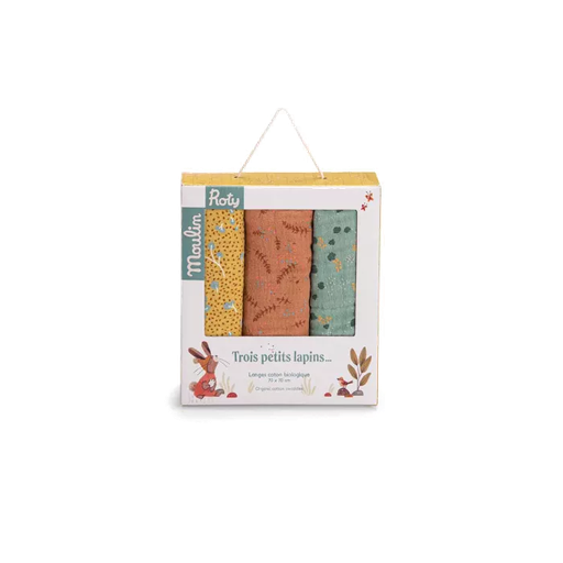 Moulin Roty - Set de 3 tétras imprimés - Sauge/Argile/ocre