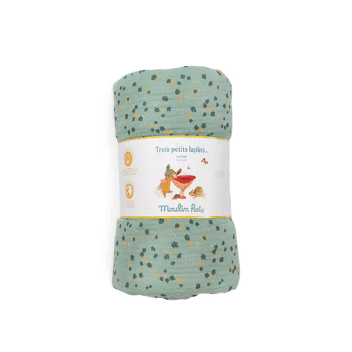 Moulin Roty - Plaid Sauge - Trois Petits Lapins avec broderie