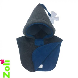 Zoli - Capuchon bébé polaire - 6/24 mois - Gris anthracite/Bleu foncé