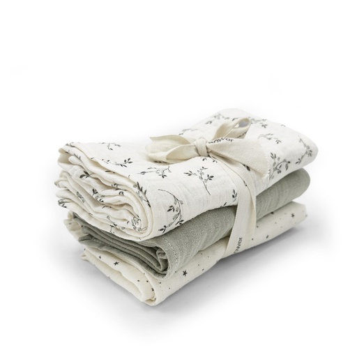 [P3SWOBL] Babyshower - Set de 3 tétras - Olive Bloom