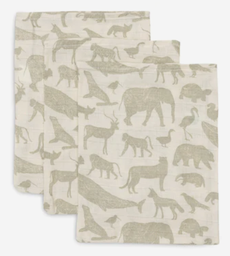 JOLLEIN - Gant de Toilette Gaze de Coton 15x20cm Animals Olive Green