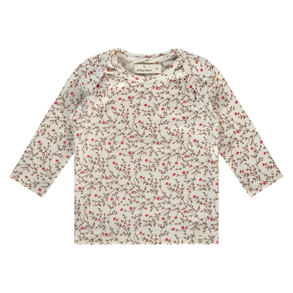 A TINY STORY (BY BABYFACE) - T-Shirt manches longues - Creme (Motif fleurs rouges)