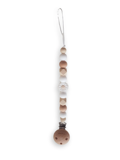 Chewies&More - Attache-tétine Beads Daisy Wood - Blanc