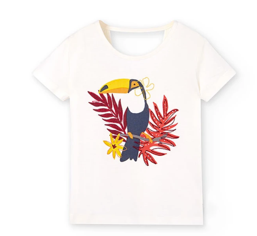 Boboli - T-shirt bleu blanc pour fille - Toucan