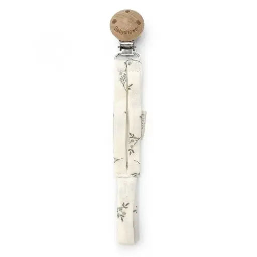 Babyshower - Attache-tétine Wood - Olive Bloom [WOODOBL]