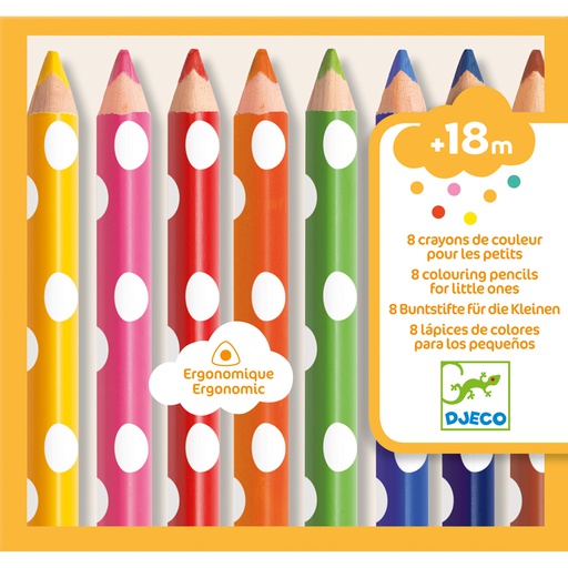 DJECO - 8 crayons de couleur pour les petits - 18 mois + [DJ09004]
