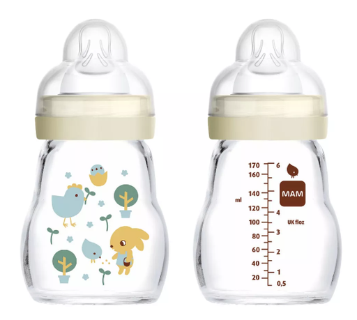 Mam - Biberon en verre 170ml - Feel Good - Beige