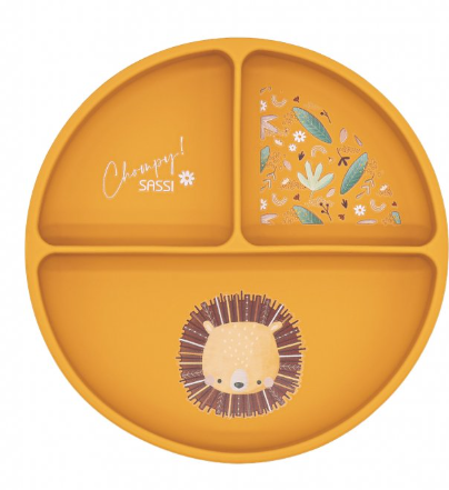 Sassi - Assiette avec ventouse en silicone - Chompy le lion