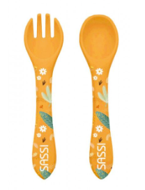 Sassi - Kit de fourchette et cuillère en silicone - Chompy le lion