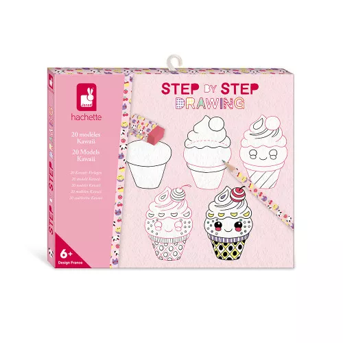 Janod - Coffret Créatif Dessin Step By Step -  20 Modèles Kawaii [J09156]