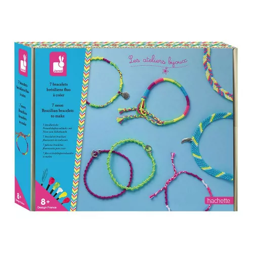 Janod - Kit Créatif - 7 Bracelets Brésiliens Fluo à Créer [J07929]