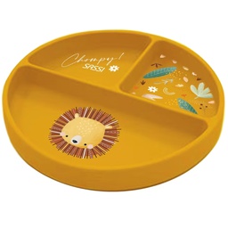 Sassi - Set Repas - Assiette + Bol en silicone + Tasse d'apprentissage + Couverts - Lion