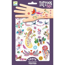 DJECO - Lot de 50 tatouages - Plume color - 3 ans +