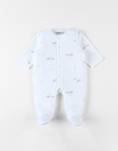 Noukie's - Pyjama éléphant Bali et Moka en velours - Blanc