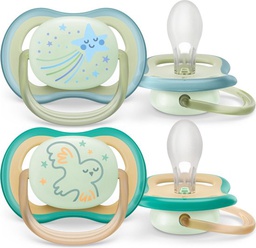 Avent - Tétines Ultra Air Nuit - 0-6M - Vert/Bleu