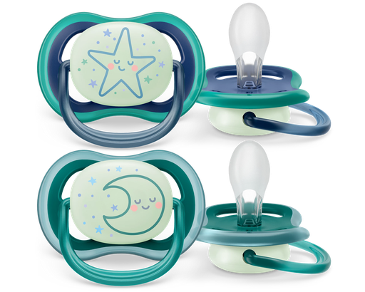 Avent - Tétines Ultra Start Nuit - 6-18M - Vert/Bleu