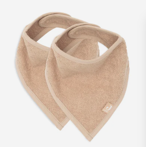 Jollein - Lot de 2 Bavoirs Bandanas éponge - Biscuit