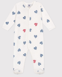 Petit Bateau - Pyjama bébé en coton cœurs rayé