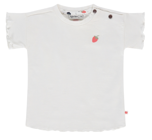 Babyface - T-shirt fille écusson fraise - Ivory