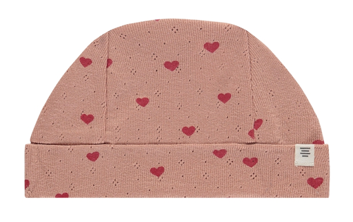A Tiny Story - Bonnet de naissance motifs coeurs - Corail
