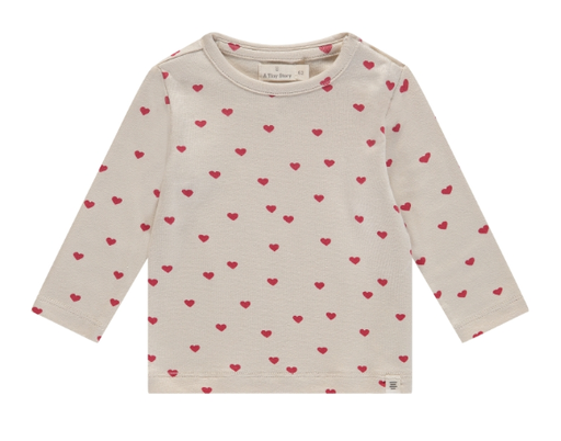 A Tiny Story - T-shirt longues manches motifs coeurs - Pearl