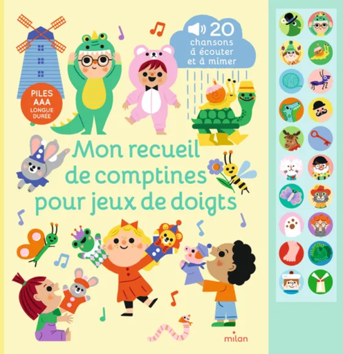 Editions Milan - Livre sonore - Mon recueil de comptines pour jeux de doigts