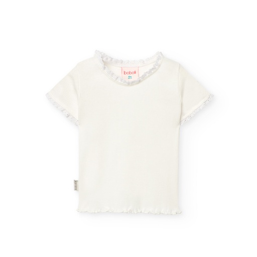 Boboli - t-shirt tricot blanc - fille