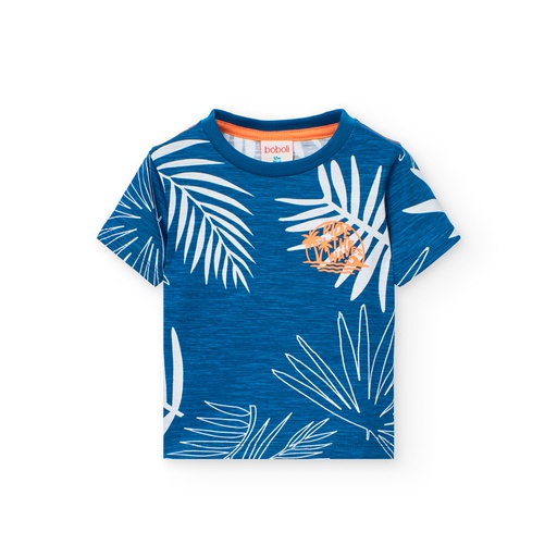 Boboli - T-shirt bleu à feuilles - garçon