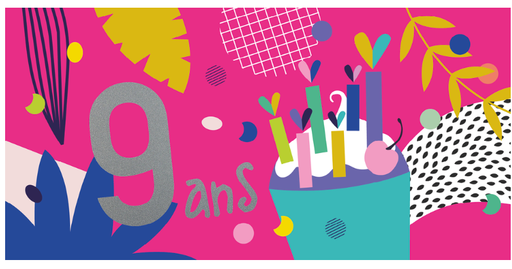 Ed. Cortil -Artlequin - Carte anniversaire 9 ans [CD012]