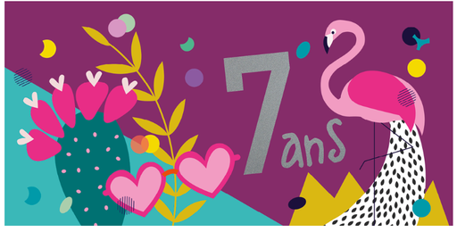 Ed. Cortil -Artlequin - Carte anniversaire 7 ans [CD008]