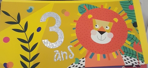Ed. Cortil- Artlequin - Carte anniversaire - 3 ans [CD839]