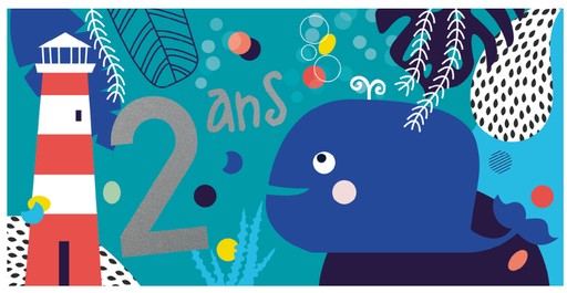 Ed. Cortil- Artlequin - Carte anniversaire - 2 ans [CD837]