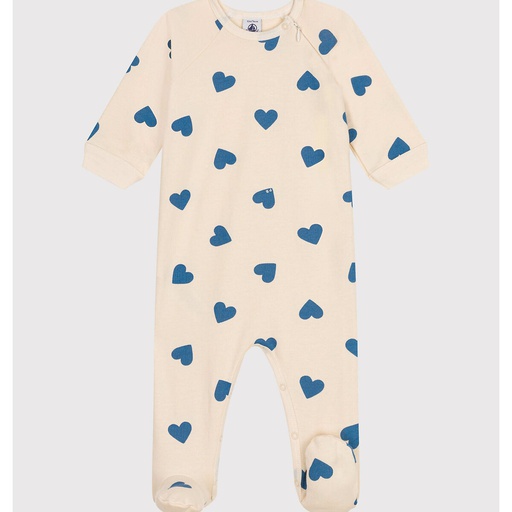 Petit Bateau - Pyjama coeur bleu avec pieds