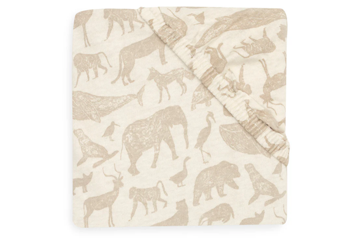 Jollein - Drap-housse Jersey 70/140x75/150cm - Animals Nougat