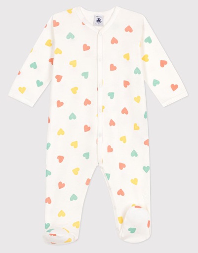 Petit Bateau - Pyjama avec pieds bébé coeurs