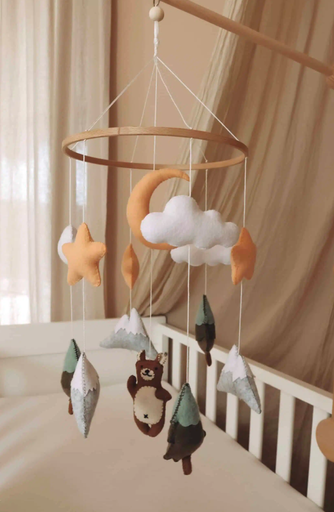 Little Loua - Mobile Bébé Fait Main - Ours brun