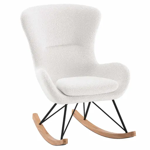 [RKST1114] Vipack (JAXX) - Rocky - Chaise à bascule maxi blanc bouclé