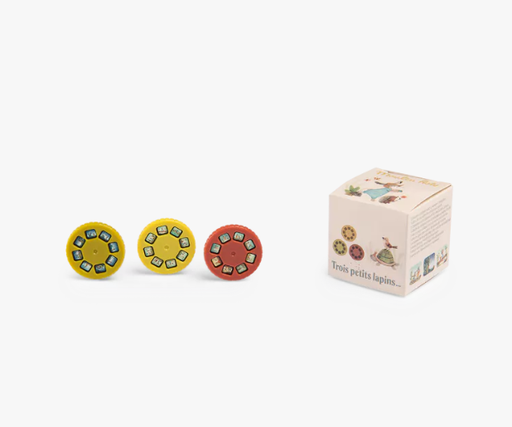 Moulin Roty - Boîte de 3 disques pour lampe à histoires - Trois Petits Lapins