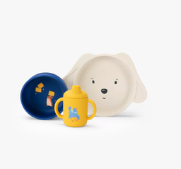 Moulin Roty - Set vaisselle silicone - Puce &amp; Pilou
