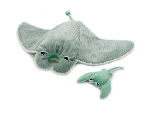 Les Déglingos - Peluche raie manta Mantalou maman et son bébé menthe - Les Ptipotos [74400]