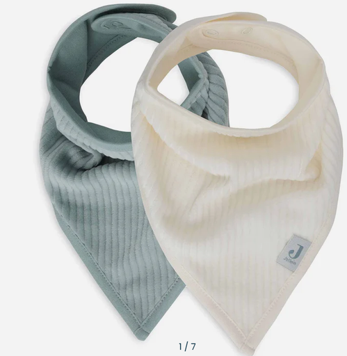 Jollein - Bavoir Bandana Velvet Sea Green/Ivory