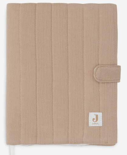 [716-606-00103] Jollein - Protège Carnet de Santé - Gaze de Coton - Biscuit