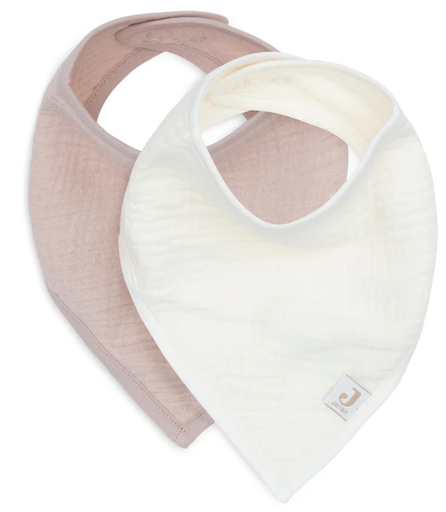Jollein - Bavoir Bandana Gaze de Coton - Wild Rose/Oatmeal - 2 Unités