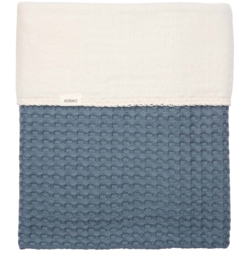 Koeka - Couverture Berceau cotton polaire - 75x100 cm - Amsterdam - Bluestone