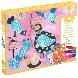 DJECO - Color Stop Fabuleux Pochoirs - Piou Piou &amp; Co - 18 mois +
