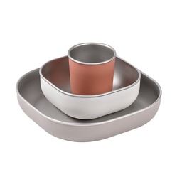 [913584] Béaba - Coffret repas inox - Terracotta