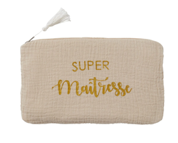 BB&amp;Co - Trousse cadeau zippée “Super Maîtresse” - Biscuit