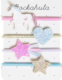 [H1806W] Rockahula - Lot de 4 élastiques - Unicorn Ponies