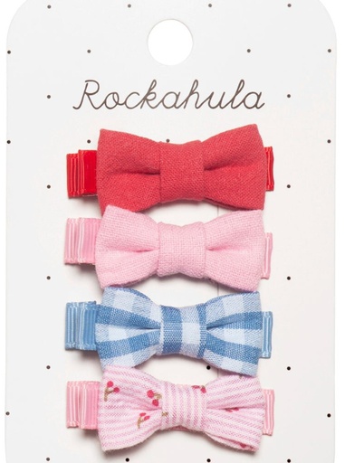 [H2142M] Rockahula - Lot de 4 pinces à cheveux - Cherry Gingham Mini Bow